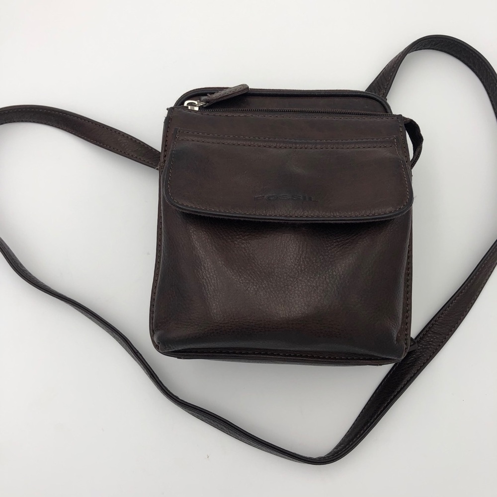 Fossil Brown Leather Crossbody Purse Bag